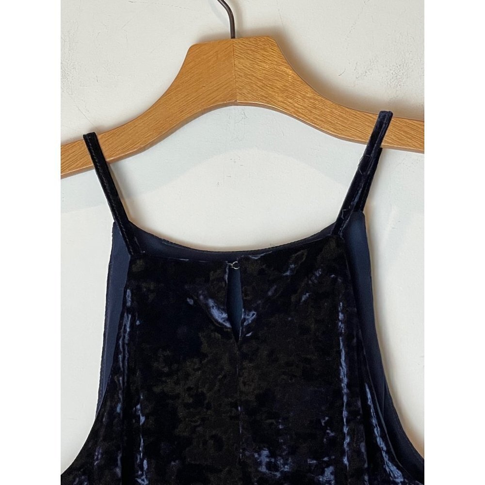 Greylin Navy Blue Velvet Spaghetti Strap Halter Neckline Clarissa Bodysuit XS - Picture 8 of 15